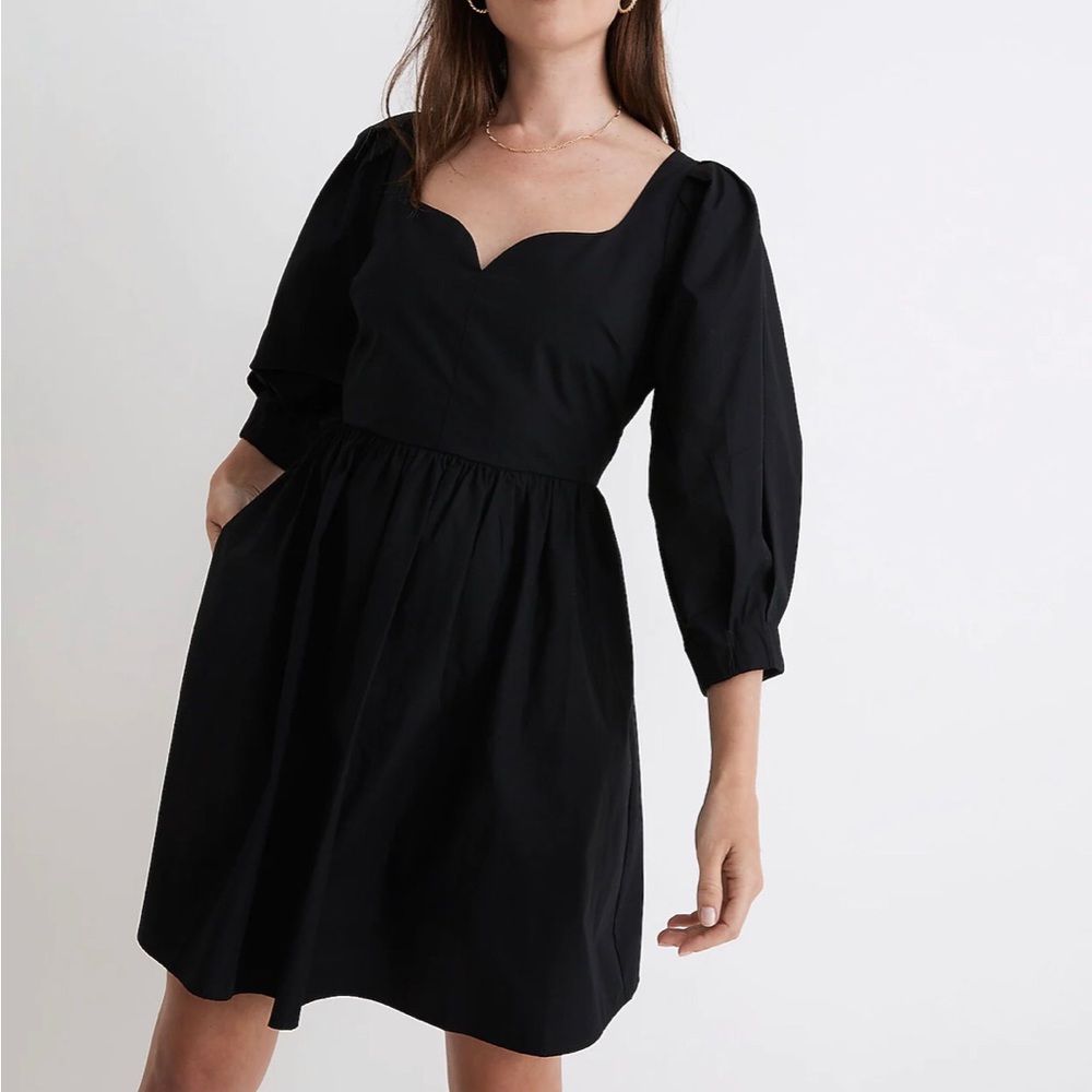 Madewell Poplin Puff-Sleeve Mini Dress size 2